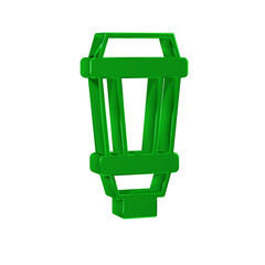 Poster - Green Garden light lamp icon isolated on transparent background. Solar powered lamp. Lantern. Street lamp.