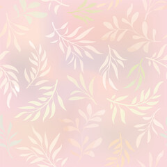 Wall Mural - Floral seamless pattern. Branch with leaves gentle autumnal texture. Flourish nature summer garden textured leaves background