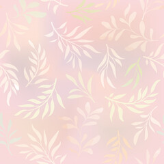 Wall Mural - Floral seamless pattern. Branch with leaves gentle autumnal texture. Flourish nature summer garden textured leaves background