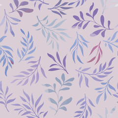 Wall Mural - Floral seamless pattern. Branch with leaves gentle autumnal texture. Flourish nature summer garden textured leaves background