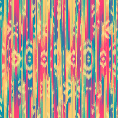 Aufkleber - Seamless striped pattern in Ikat style. Folk embroidery.. Aztec ikat style. Seamless vector image. Thin lines