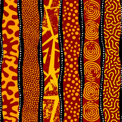 Aufkleber - Grunge Geometric Vector Seamless Pattern made in ethnic style. African traditional design. Creative boho pattern.
