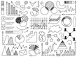 Hand drawn infographics doodle charts, graphs and diagram isolated set vector illustration