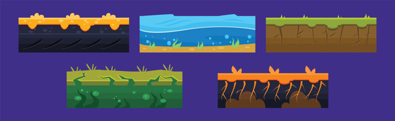 Poster - Different Ground Game Platform Level Design Vector Set