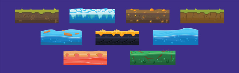 Poster - Different Ground Game Platform Level Design Vector Set