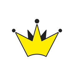 Wall Mural - crown flat illustration. stylized yellow doodle drawing with black outline on white background. best