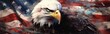 a bald eagle on american flag pattern Generative AI