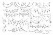 Christmas and New Year or other holidays garland lights outline hand drawn set vector illustration