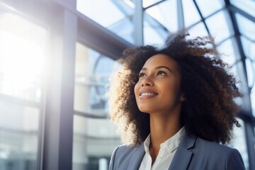 Wall Mural - Business woman businesswoman walking smiling in office building