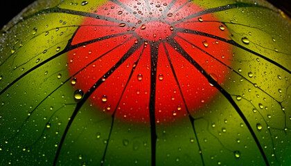 Sticker - Raindrops splashing on wet leaves, nature vibrant wallpaper design generated by AI