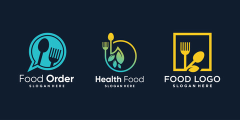 Wall Mural - Food logo vector design illustration with creative element concept