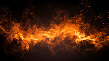 Fire Sparks Particles With Flames Isolated On Black Background. Very High Resolution Generativ Ai