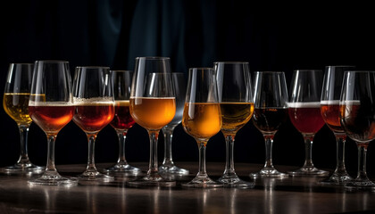 Canvas Print - Luxury wine collection in elegant bar, reflecting celebration and elegance generated by AI