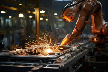 Poster - a manufacturing robot adjusting its operations in real-time based on environmental factors, showcasi