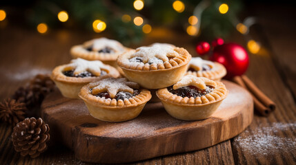 Canvas Print - christmas cupcakes on a wooden background