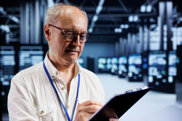 Poster - Senior engineer in crypto server farm with specialized hardware using Blockchain technology for cryptocurrency mining. Fintech expert using asic rigs to solve complex computational problems