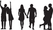man and women set couple lovers silhouette vector illustrations. EPS 10 File
