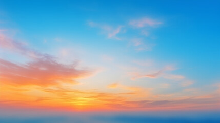 Wall Mural - abstract gradient sunrise in the sky with cloud and blue mix orange natural background.