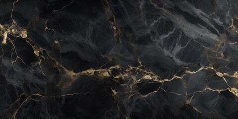 Poster - Luxury Design Element: Chic Black Marble Wallpaper for Sophisticated and Minimalistic Decor