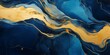 Abstract Art Background Dominated by Deep Blue and Gold Paint Tones