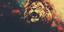 Vintage Abstract Lion Effect - Majestic Feline Roar In Artistic Style Wallpaper