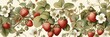 Garden Harvest: Elegant Vintage Wallpaper Displaying Detailed View of Fresh Strawberries on Fruit Branches.