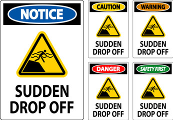 Wall Mural - Danger Sign Sudden Drop Off