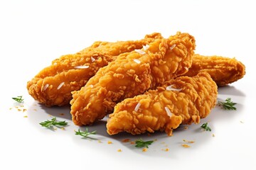 Wall Mural - Delicious Crispy Chicken Strips. Traditional American cuisine. Popular authentic dishes. Background with selective focus