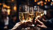 Clinking glasses of champagne at New Year party