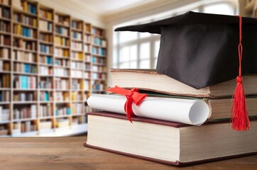 Wall Mural - Set of books in the library. global  study,