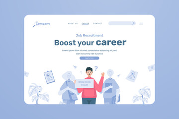 website career page with job recruitment hiring illustration design