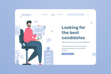 Wall Mural - human resources hiring candidate selection illustration on landing page design