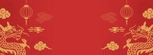 Chinese New Year 2024 Year Of The Dragon Banner With Modern Background Design And Zodiac Symbol