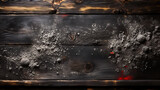 Fototapeta  - Old dark cooking board. Spices and herbs on rustic wooden background. Top view with copy space for text. Generative AI technology.