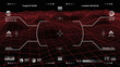 Military HUD target aim control and radar screen, futuristic dashboard. Sci Fi spaceship gun crosshair vector virtual display. Pilot viewfinder futuristic dashboard frame or game UI target aim screen