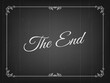 © Vector Tradition - Silent movie cinema film end screen. Cinematography studio antique banner, cinema theater screen retro background or video industry vintage vector backdrop. Hollywood silent movie classic 30s frame