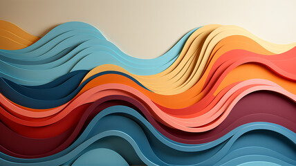 Wall Mural - curved multicolored lines background, texture volume abstraction in full screen