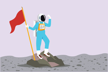 Astronaut, planet and space object. space concept. Colored flat vector illustration isolated.