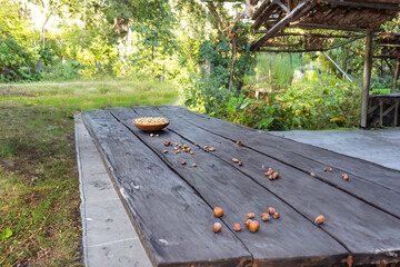 Sticker - Old table with bowl and nuts