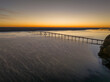 Natchez Trace National Parkway crosses the Tennessee River - John Coffee Memorial Bridge, aerial view at sunrise