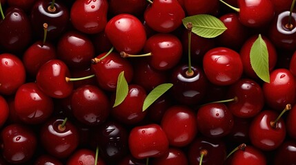 Wall Mural - Top-view angle background of cherry fruits.
