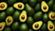 Top-view angle background of avocado fruits.