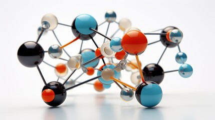 Poster - prototypical atomic structure model pulsating against a plain white background  AI generated illustration