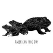 American Frog Day hand drawing vector isolated on background.
