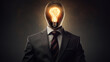 © kichigin19 - businessman with a burning light bulb instead of a head, idea, concept, an innovation,  new thought