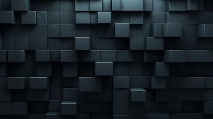 Poster - Abstract black 3d square blocks background. Black cubes abstract background. Random mosaic shapes. Geometric backdrop. Futuristic interior concept. Square tiles. Business or corporate design element. 