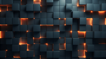 Wall Mural - Abstract black 3d square blocks background. Black cubes abstract background. Random mosaic shapes. Geometric backdrop. Futuristic interior concept. Square tiles. Business or corporate design element. 