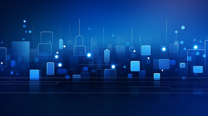 Wall Mural - digital technology square and line network abstract blue background. Modern abstract business template with blue line on blue square gradient background.