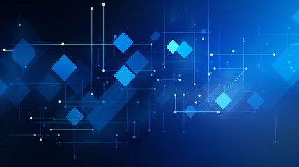 Wall Mural - Abstract technology futuristic digital graphic concept blue square, line technology Wireframe background with plexus effect. Futuristic. material in square shapes in random geometric patterns.