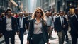 © visoot - Busy business people walking on the sidewalks in a busy city.